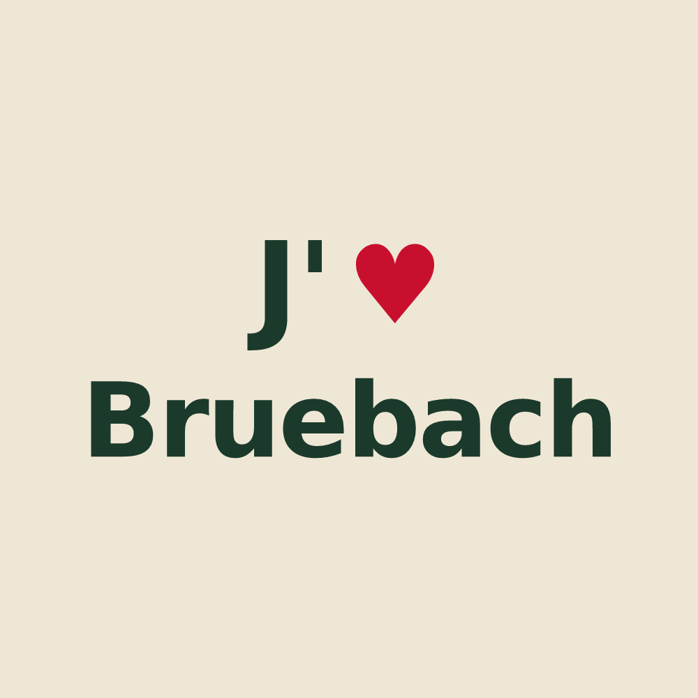 Tote bag personnalisé Bruebach — design J'aime Bruebach