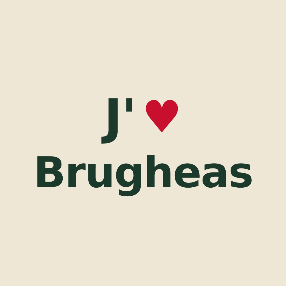 Tote bag personnalisé Brugheas — design J'aime Brugheas