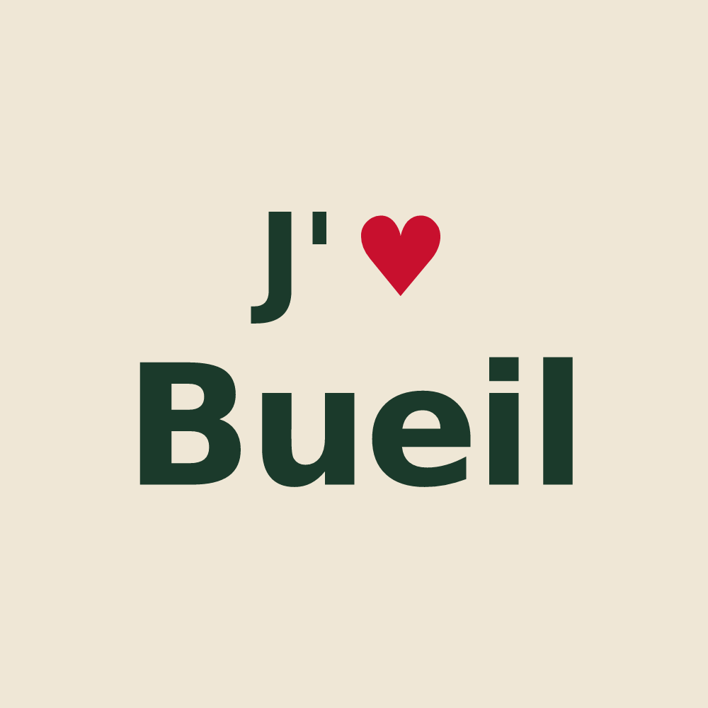 Tote bag personnalisé Bueil — design J'aime Bueil