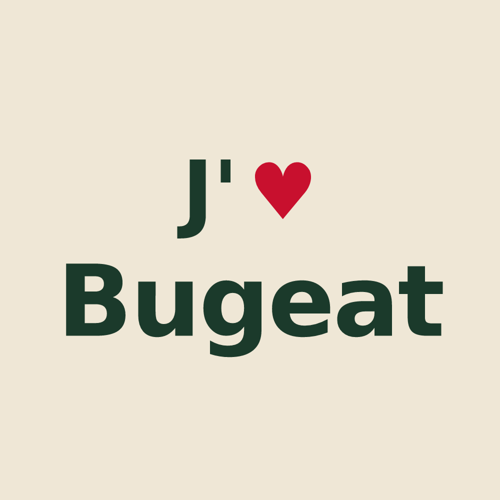 Tote bag personnalisé Bugeat — design J'aime Bugeat