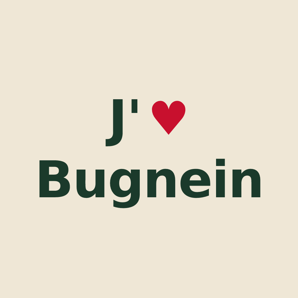 Tote bag personnalisé Bugnein — design J'aime Bugnein
