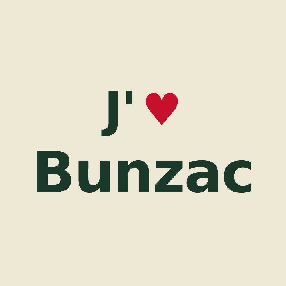 Tote bag personnalisé Bunzac — design J'aime Bunzac