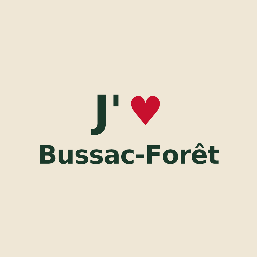 Tote bag personnalisé Bussac-Forêt — design J'aime Bussac-Forêt