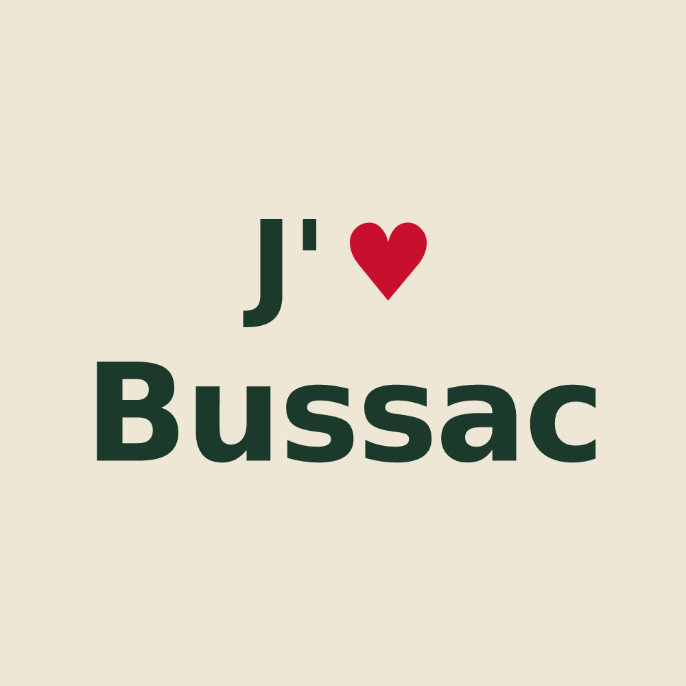 Tote bag personnalisé Bussac — design J'aime Bussac