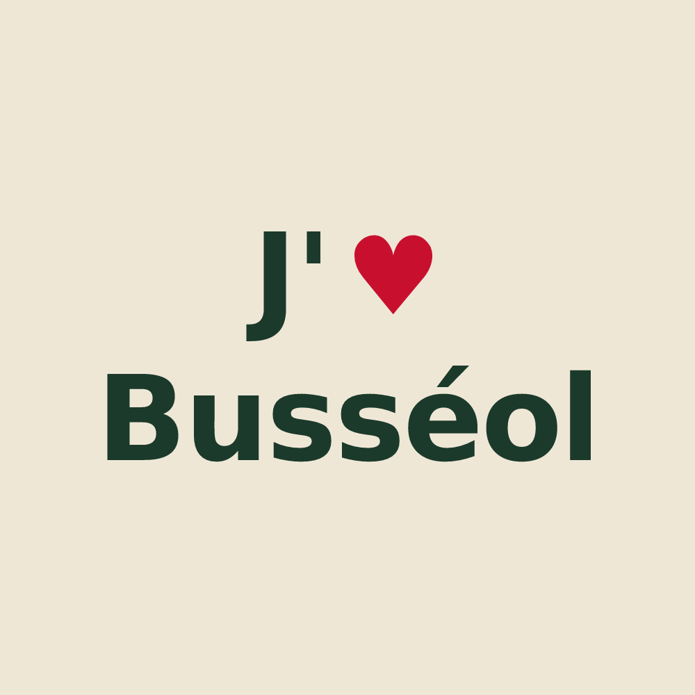 Tote bag personnalisé Busséol — design J'aime Busséol