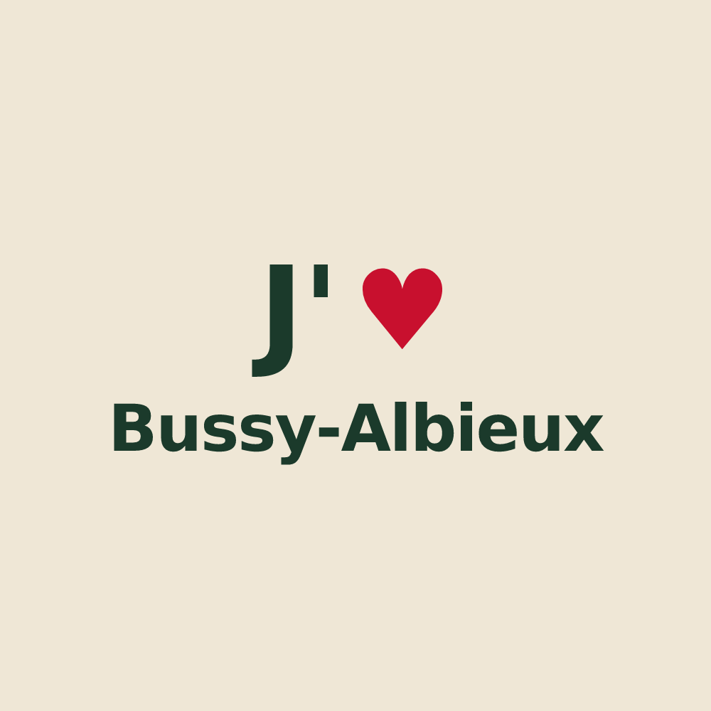 Tote bag personnalisé Bussy-Albieux — design J'aime Bussy-Albieux