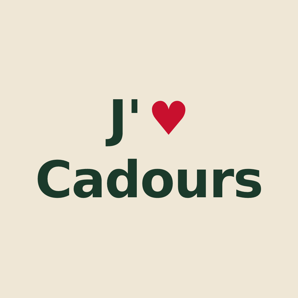 Tote bag personnalisé Cadours — design J'aime Cadours