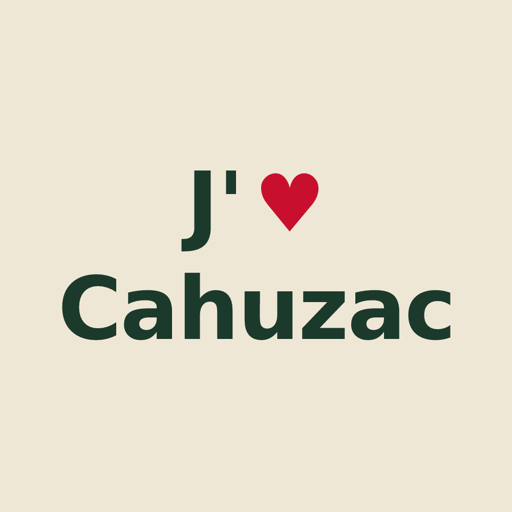 Tote bag personnalisé Cahuzac — design « J'aime Cahuzac » imprimé sur le tote bag