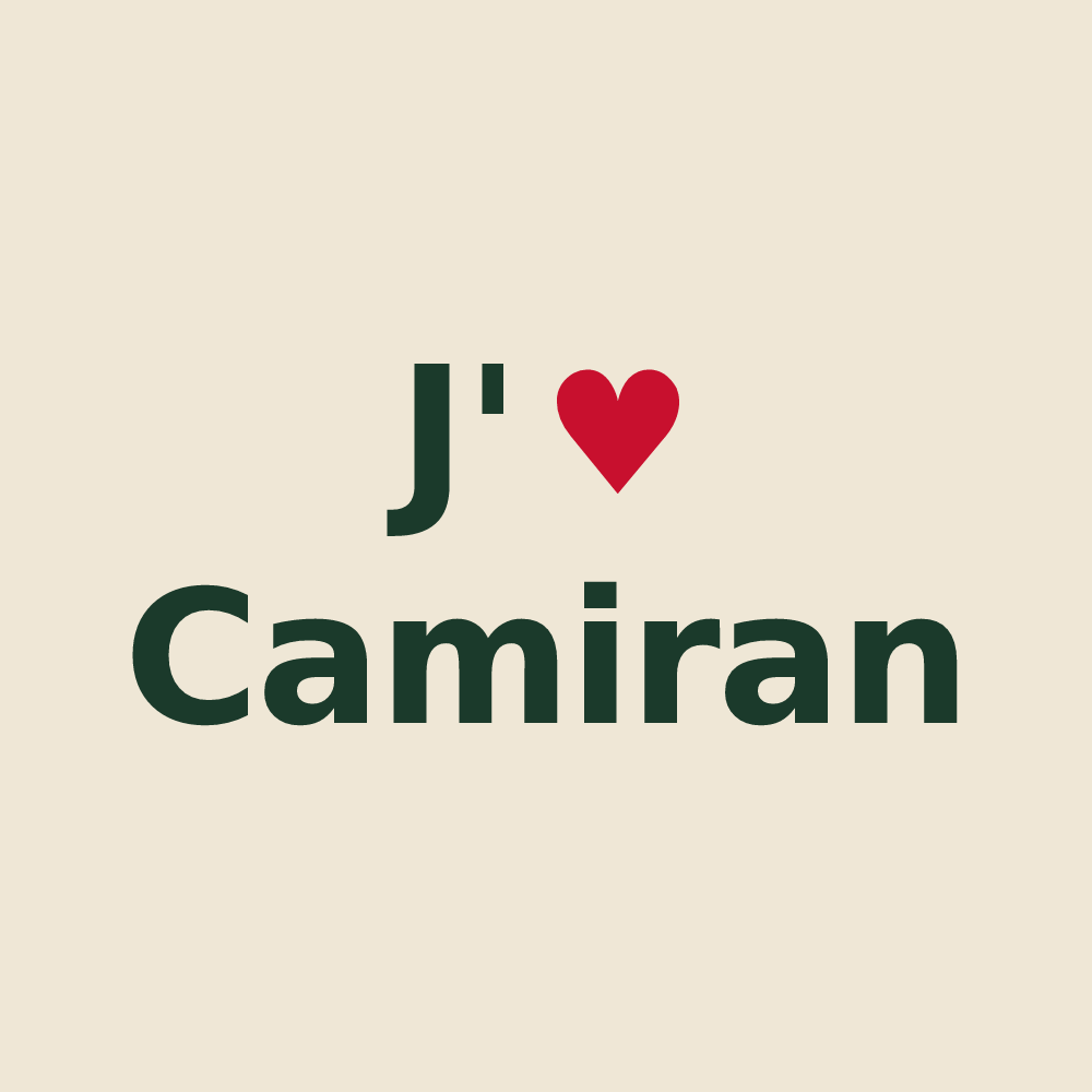 Tote bag personnalisé Camiran — design J'aime Camiran