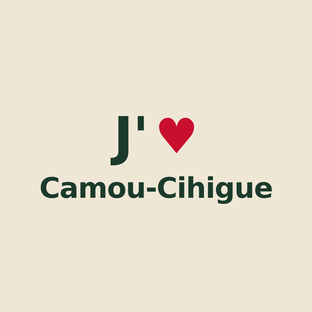 Tote bag personnalisé Camou-Cihigue — design « J'aime Camou-Cihigue » imprimé sur le tote bag