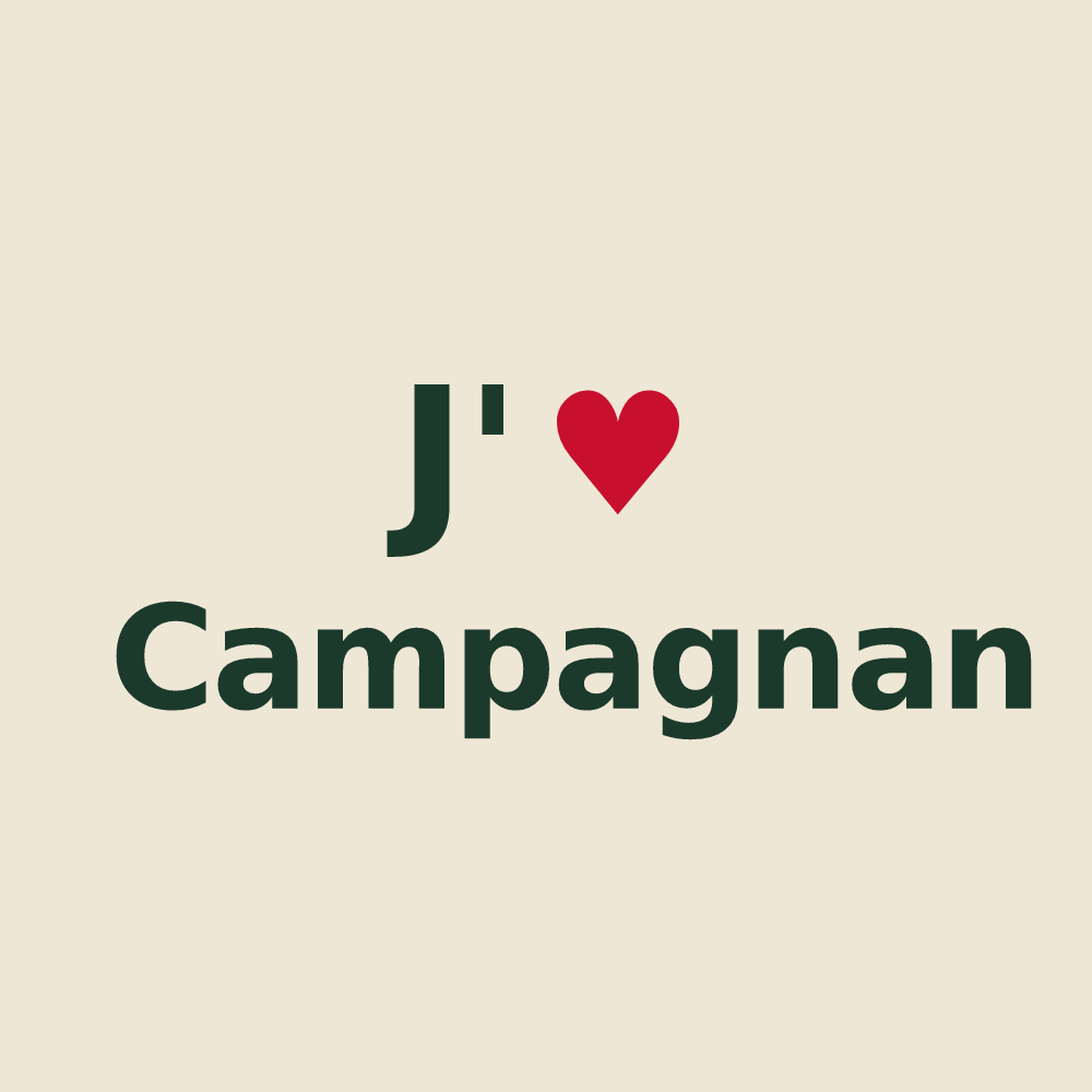 Tote bag personnalisé Campagnan — design J'aime Campagnan