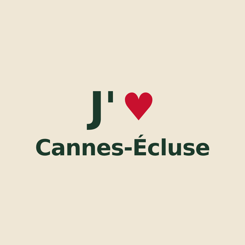 Tote bag personnalisé Cannes-Écluse — design J'aime Cannes-Écluse
