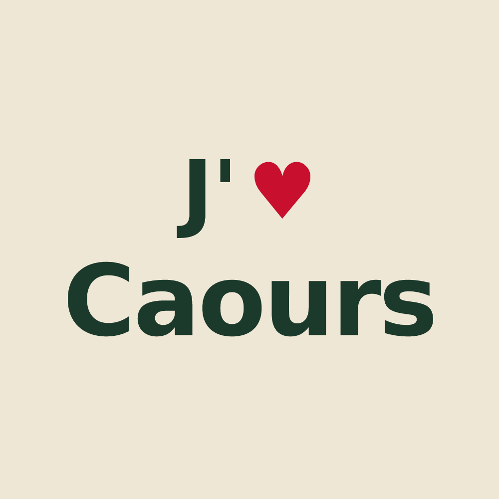 Tote bag personnalisé Caours — design « J'aime Caours » imprimé sur le tote bag