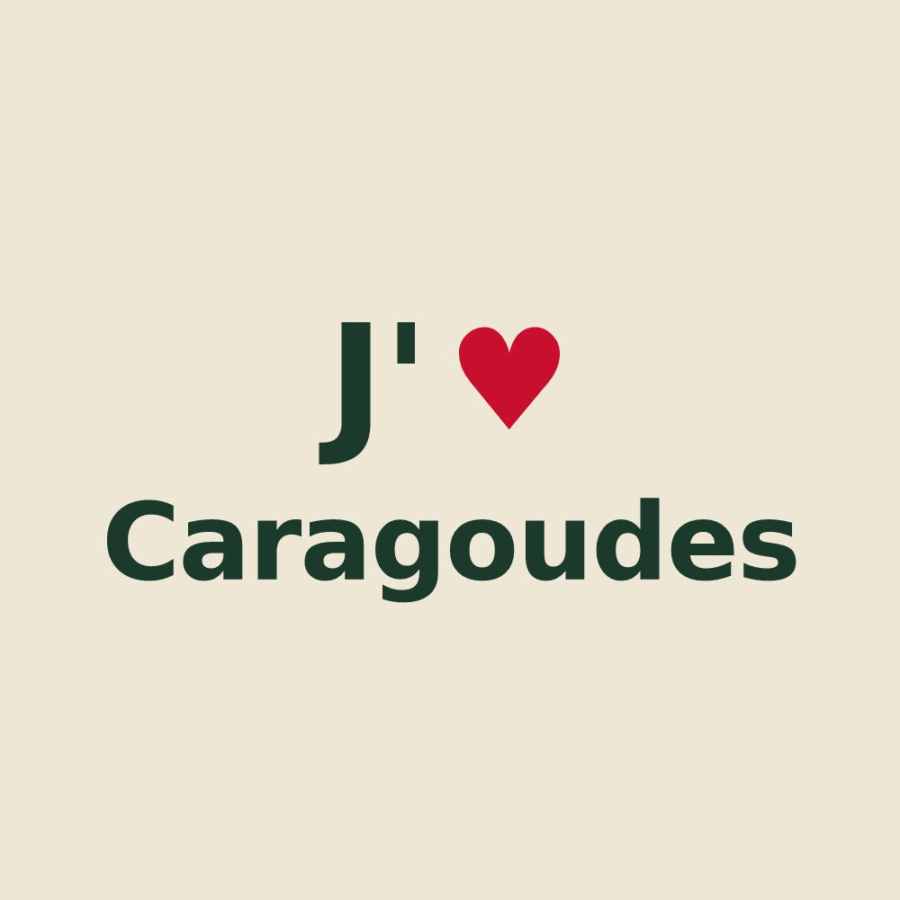 Tote bag personnalisé Caragoudes — design J'aime Caragoudes