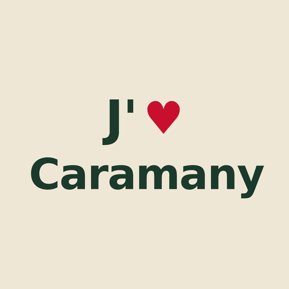 Tote bag personnalisé Caramany — design J'aime Caramany
