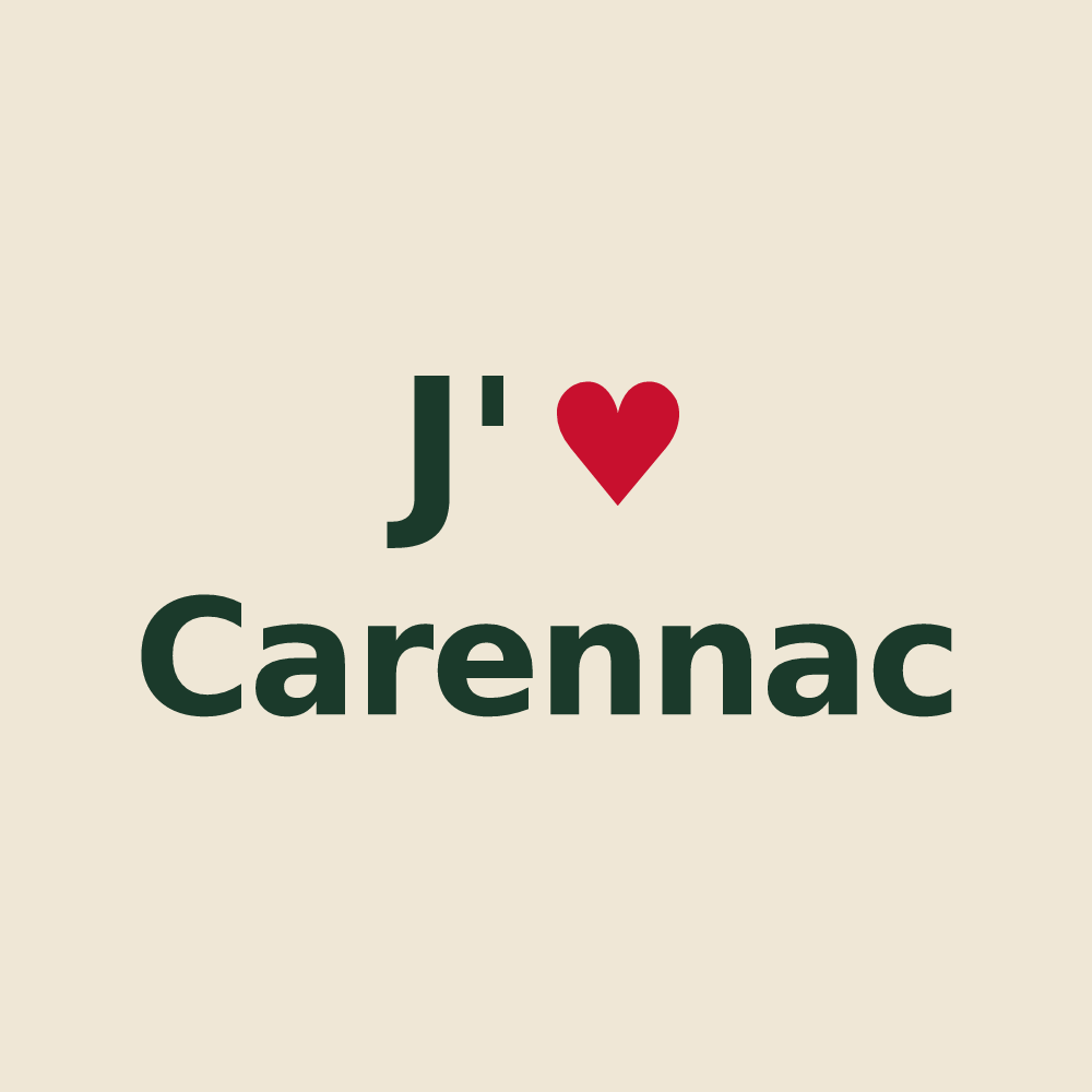 Tote bag personnalisé Carennac — design « J'aime Carennac » imprimé sur le tote bag