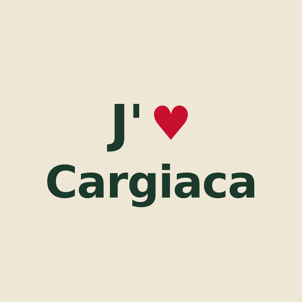 Tote bag personnalisé Cargiaca — design J'aime Cargiaca