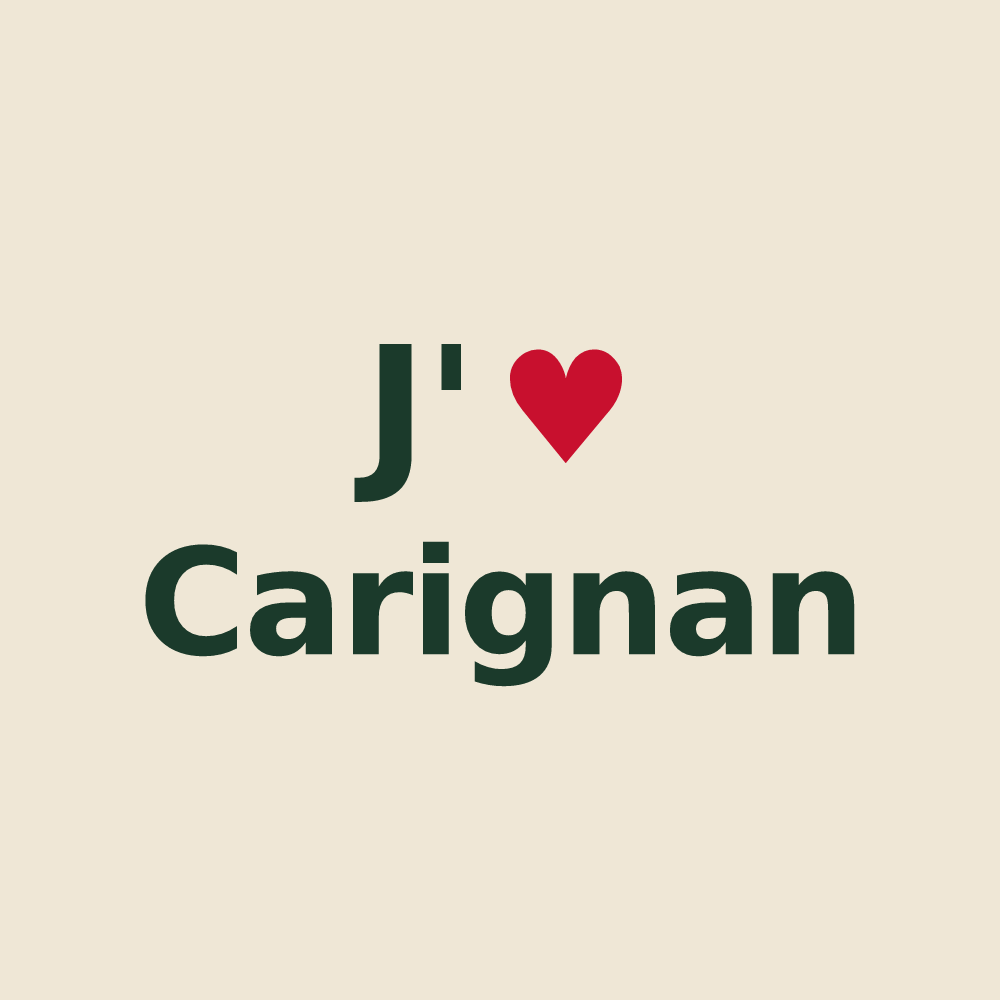 Tote bag personnalisé Carignan — design J'aime Carignan