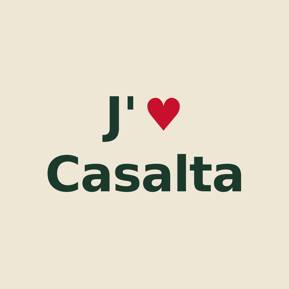 Tote bag personnalisé Casalta — design « J'aime Casalta » imprimé sur le tote bag