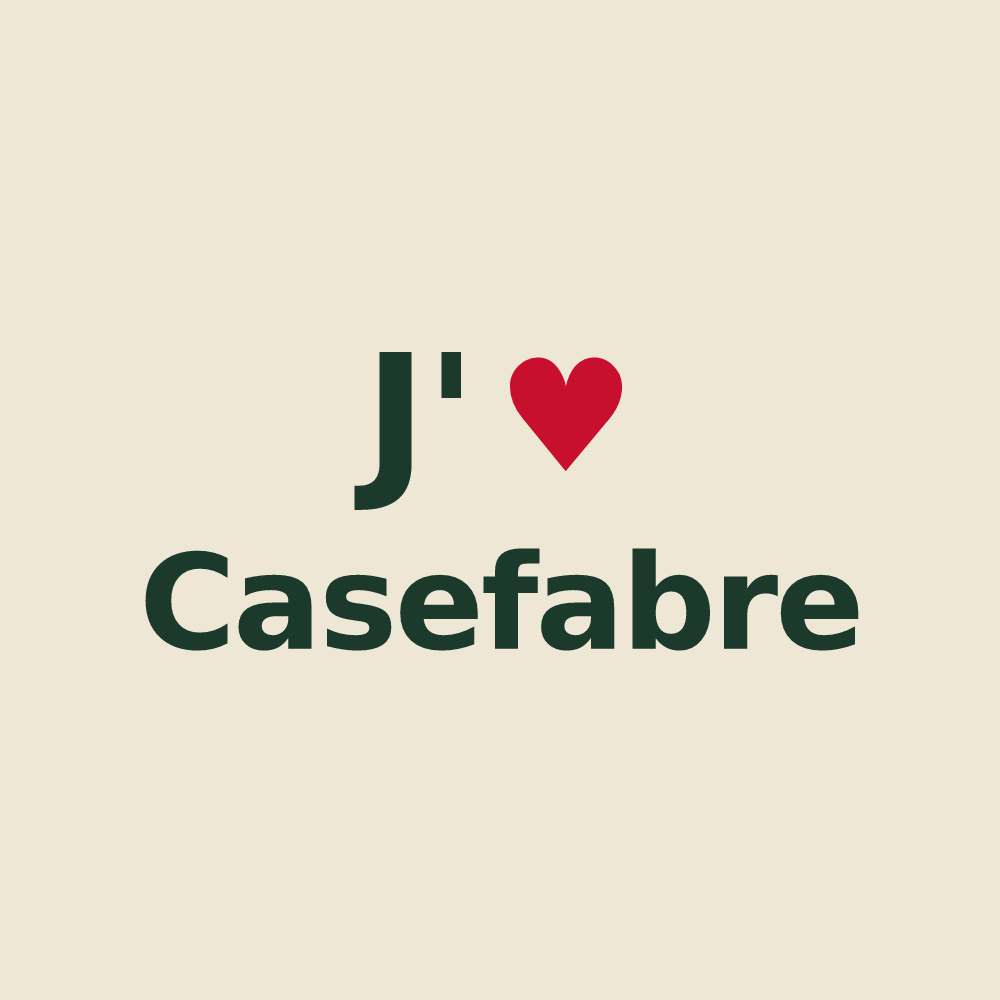 Tote bag personnalisé Casefabre — design J'aime Casefabre