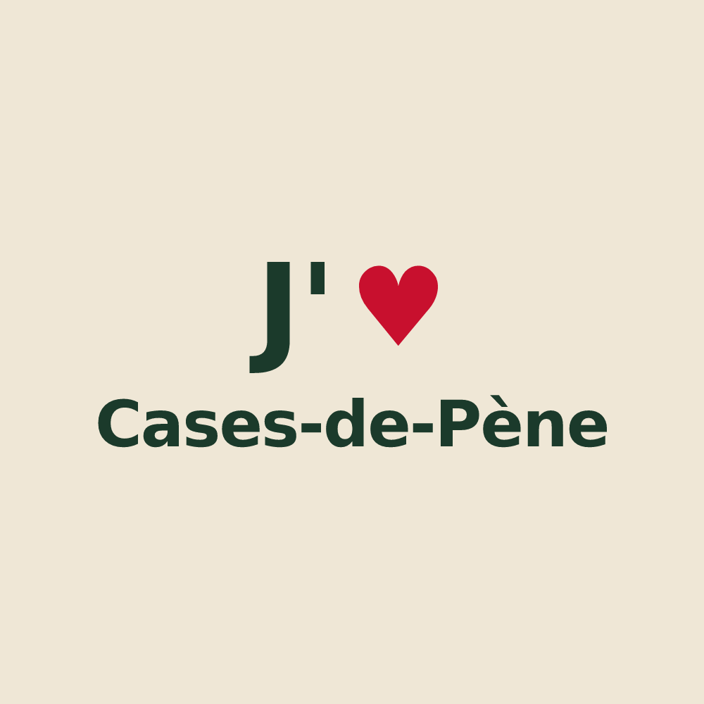 Tote bag personnalisé Cases-de-Pène — design « J'aime Cases-de-Pène » imprimé sur le tote bag
