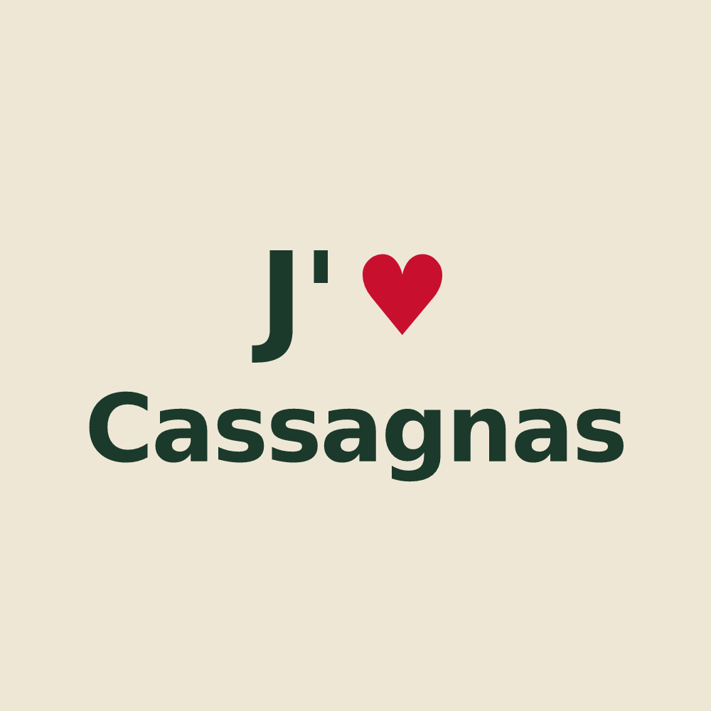 Tote bag personnalisé Cassagnas — design J'aime Cassagnas