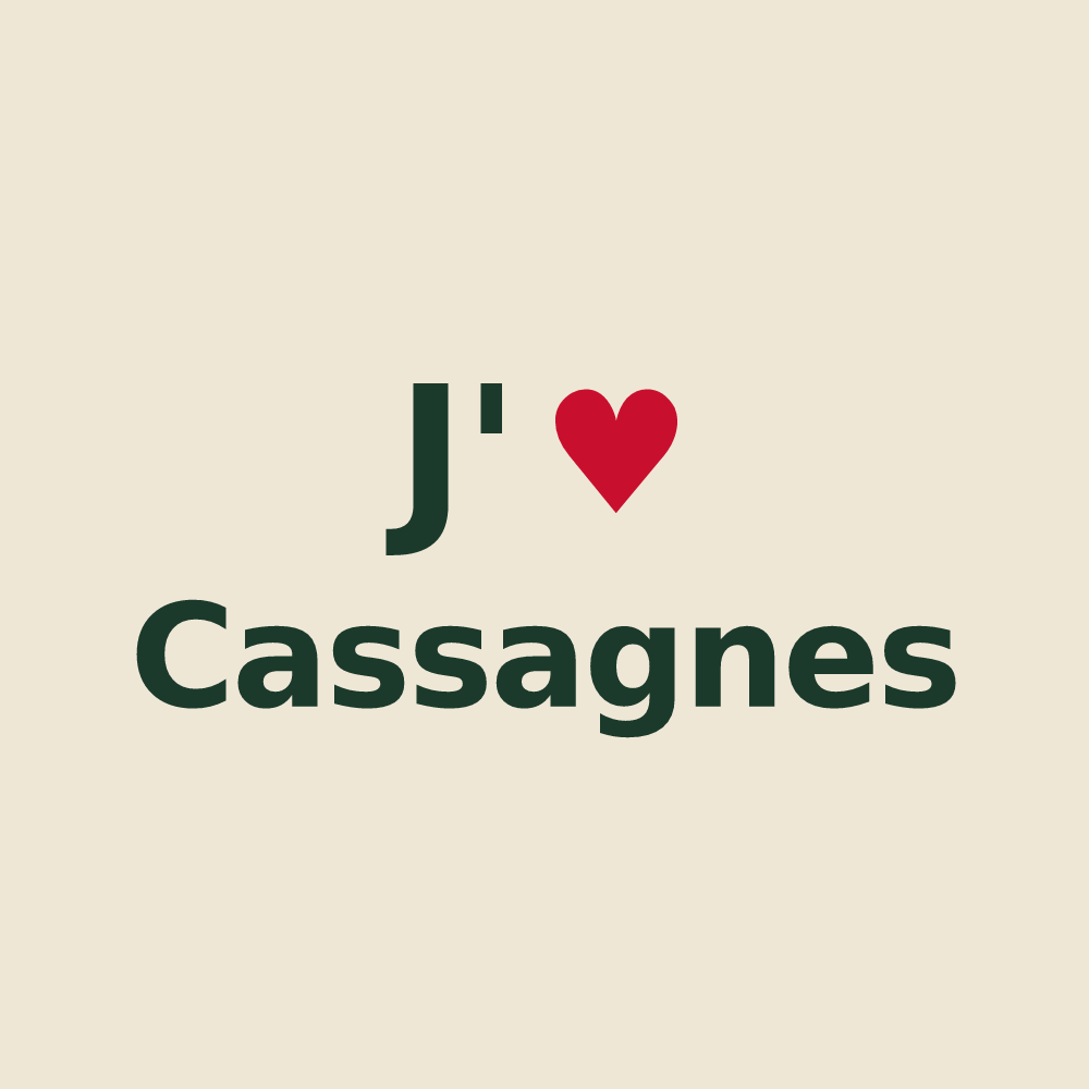Tote bag personnalisé Cassagnes — design « J'aime Cassagnes » imprimé sur le tote bag