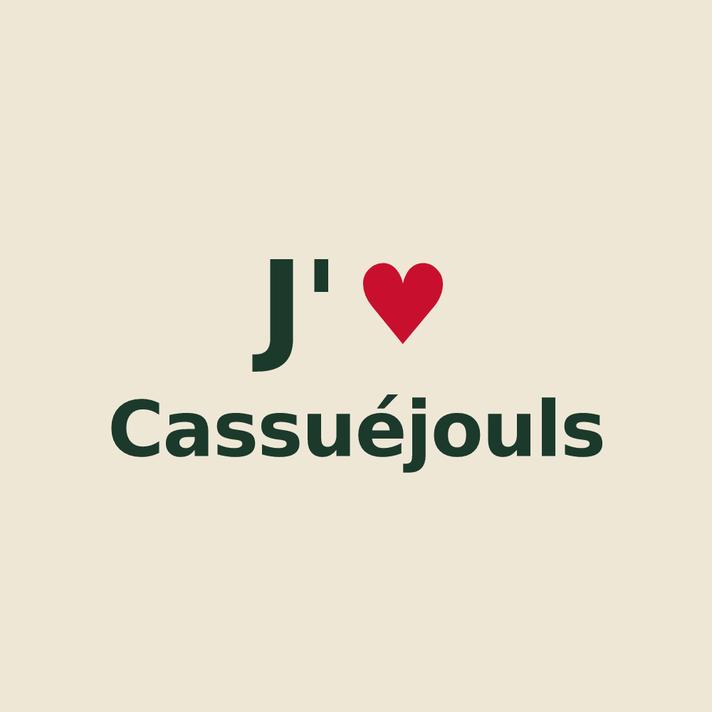 Tote bag personnalisé Cassuéjouls — design J'aime Cassuéjouls