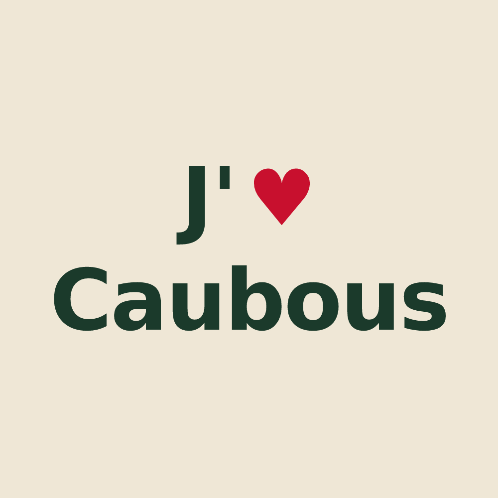 Tote bag personnalisé Caubous — design J'aime Caubous