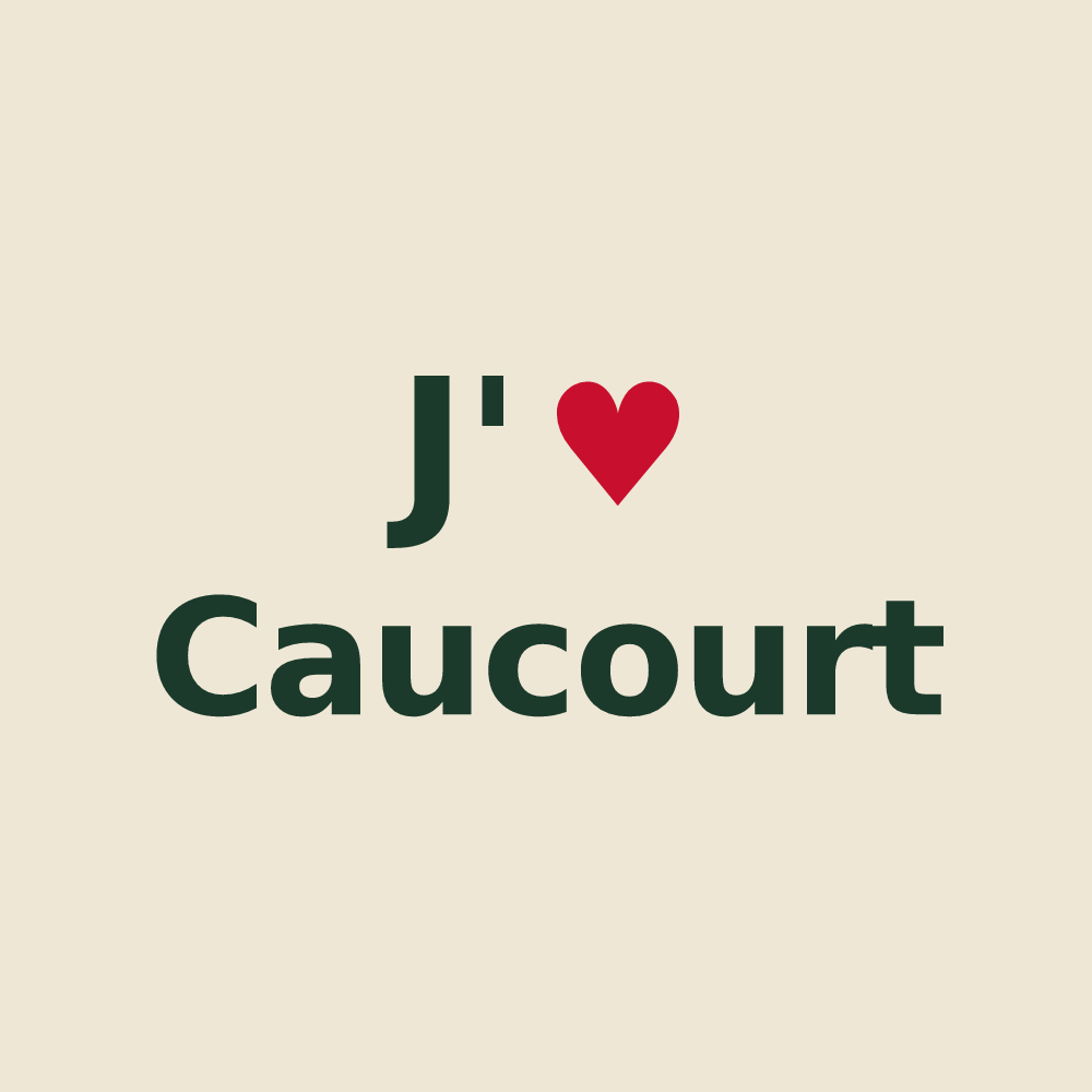Tote bag personnalisé Caucourt — design « J'aime Caucourt » imprimé sur le tote bag
