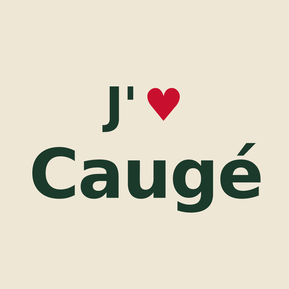 Tote bag personnalisé Caugé — design « J'aime Caugé » imprimé sur le tote bag
