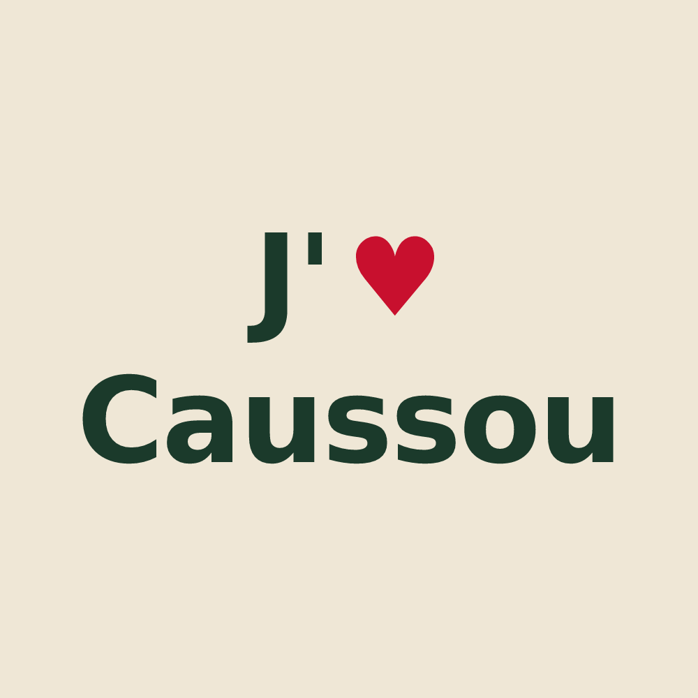 Tote bag personnalisé Caussou — design J'aime Caussou