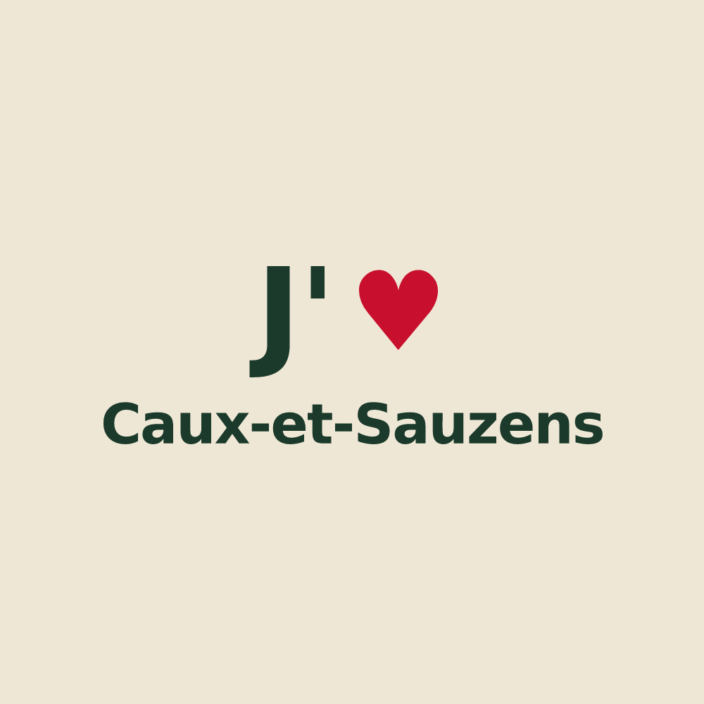 Tote bag personnalisé Caux-et-Sauzens — design J'aime Caux-et-Sauzens