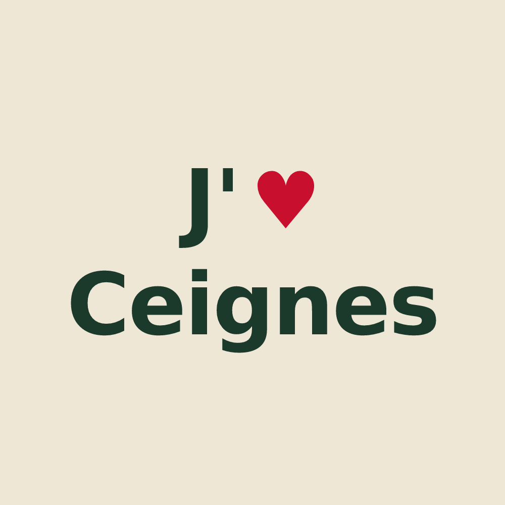 Tote bag personnalisé Ceignes — design « J'aime Ceignes » imprimé sur le tote bag