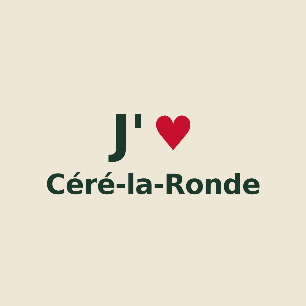 Tote bag personnalisé Céré-la-Ronde — design « J'aime Céré-la-Ronde » imprimé sur le tote bag