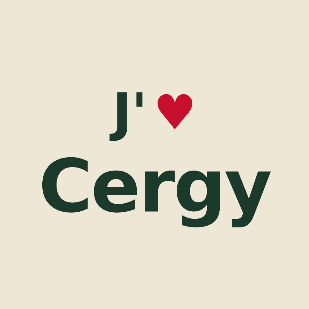 Tote bag personnalisé Cergy — design « J'aime Cergy » imprimé sur le tote bag