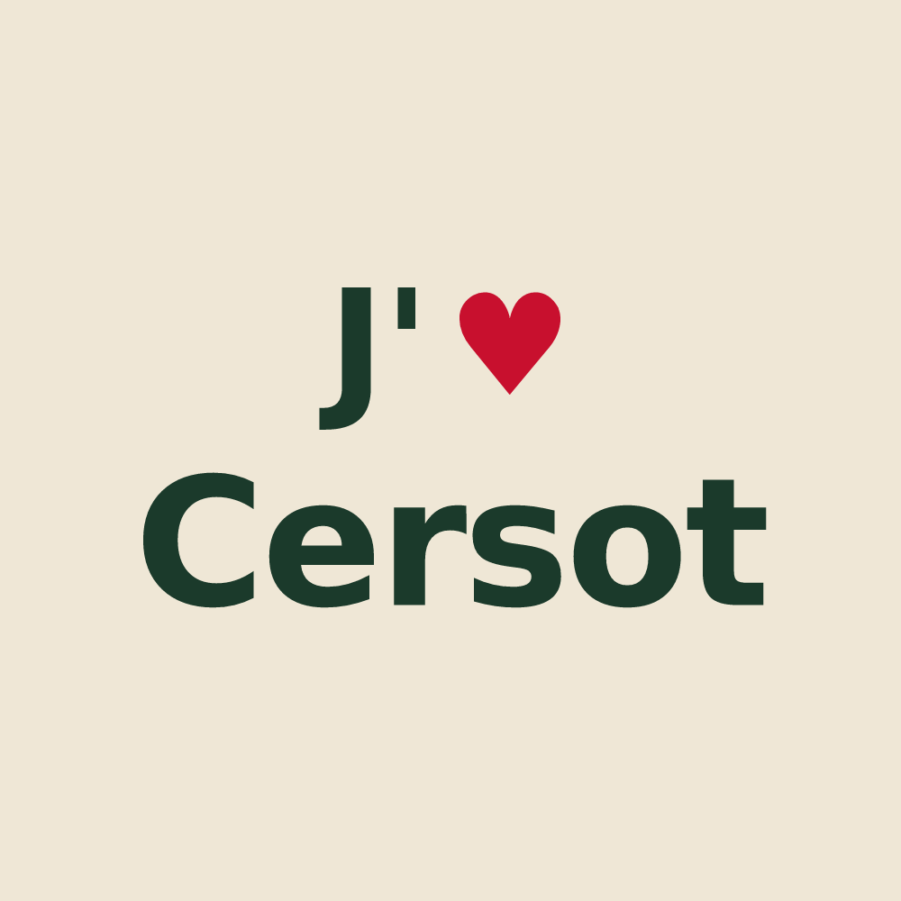 Tote bag personnalisé Cersot — design J'aime Cersot