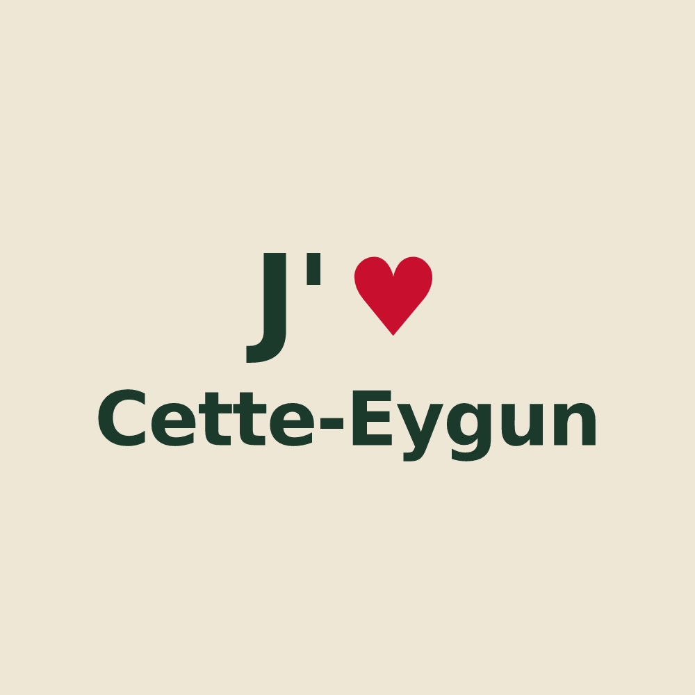 Tote bag personnalisé Cette-Eygun — design J'aime Cette-Eygun