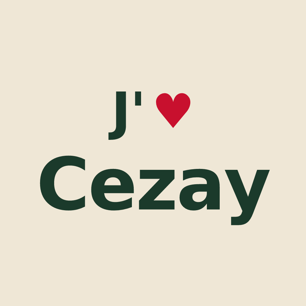 Tote bag personnalisé Cezay — design « J'aime Cezay » imprimé sur le tote bag