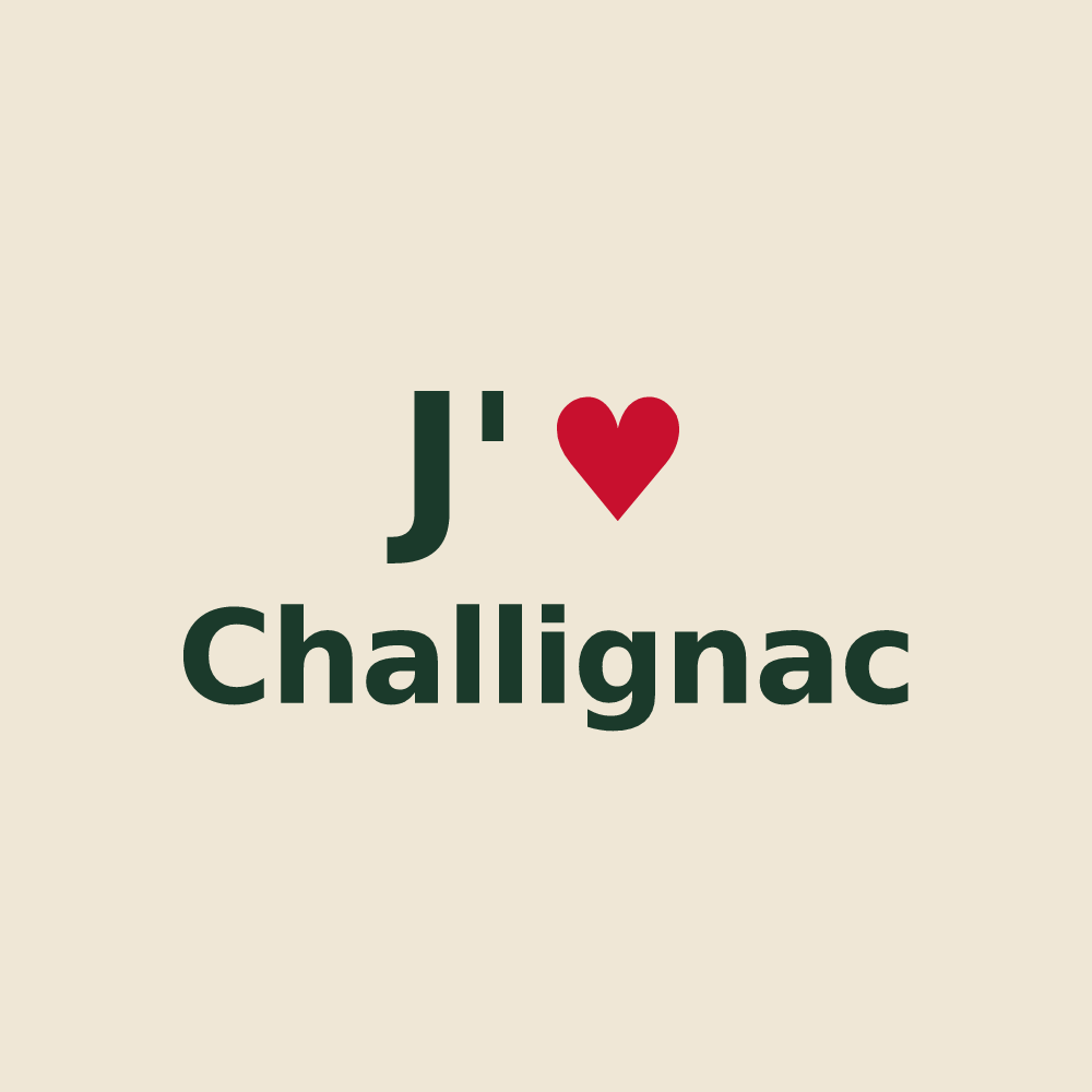 Tote bag personnalisé Challignac — design J'aime Challignac