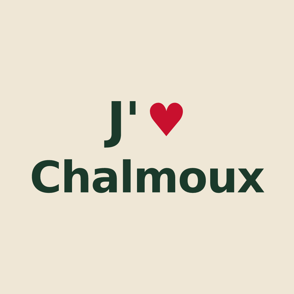 Tote bag personnalisé Chalmoux — design « J'aime Chalmoux » imprimé sur le tote bag