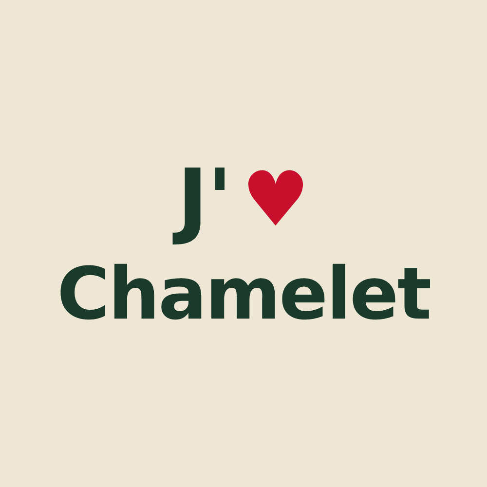 Tote bag personnalisé Chamelet — design « J'aime Chamelet » imprimé sur le tote bag