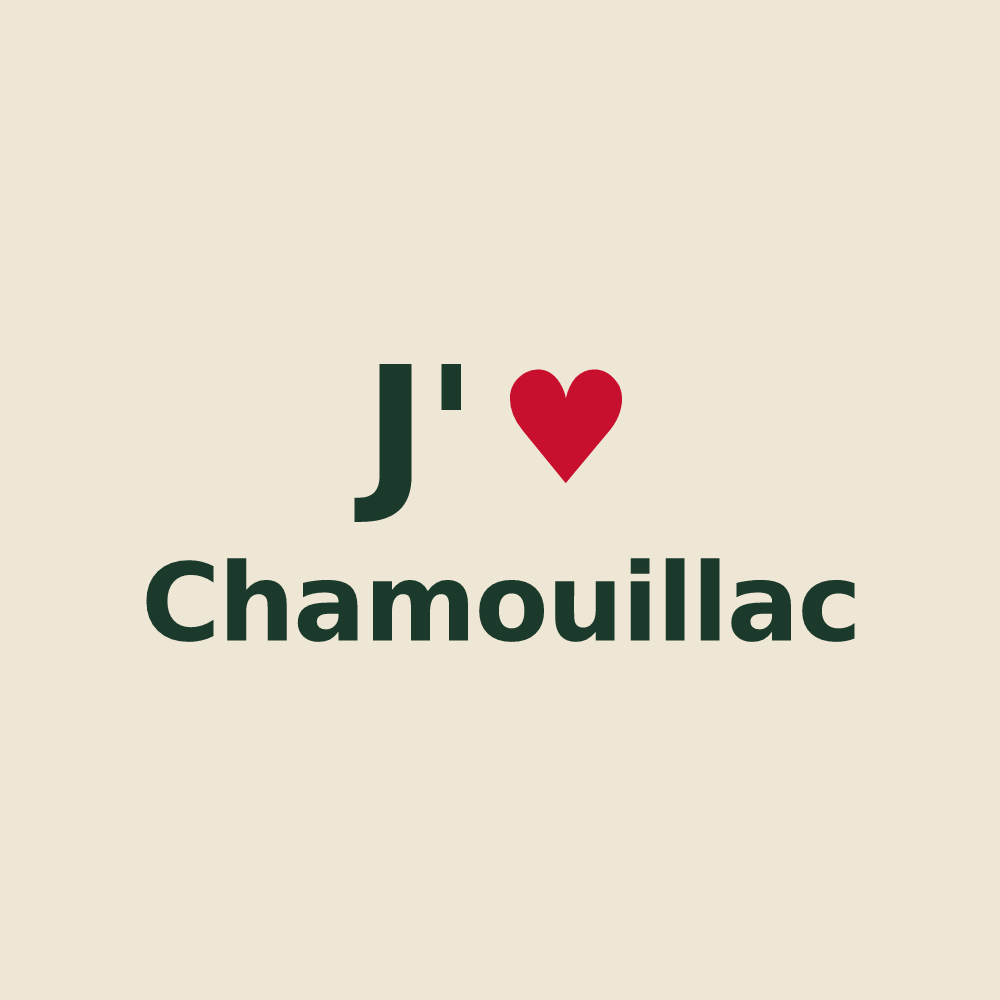 Tote bag personnalisé Chamouillac — design J'aime Chamouillac
