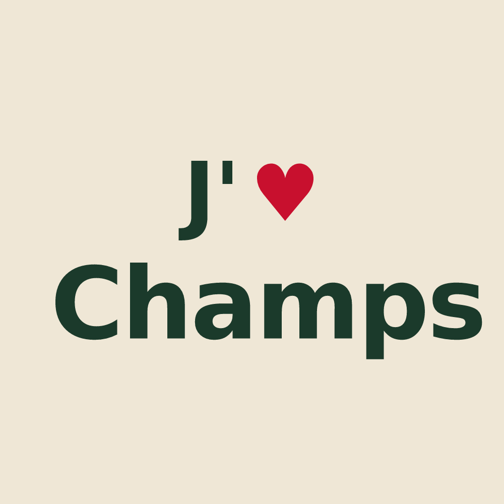 Tote bag personnalisé Champs — design « J'aime Champs » imprimé sur le tote bag