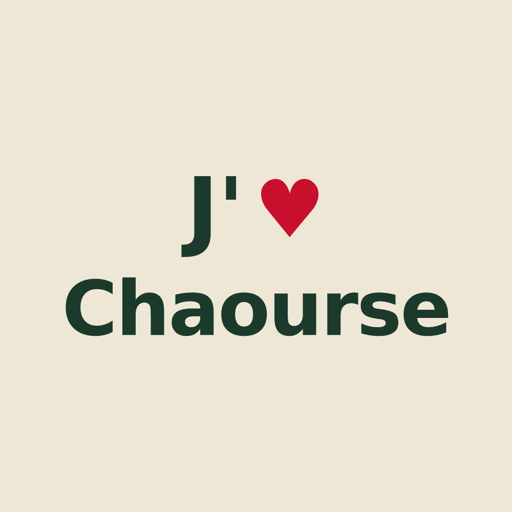 Tote bag personnalisé Chaourse — design J'aime Chaourse