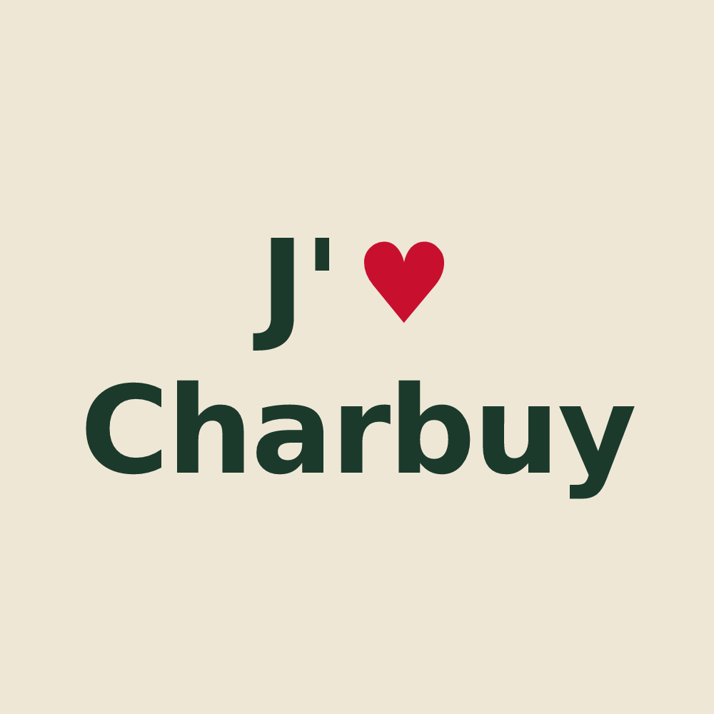 Tote bag personnalisé Charbuy — design J'aime Charbuy