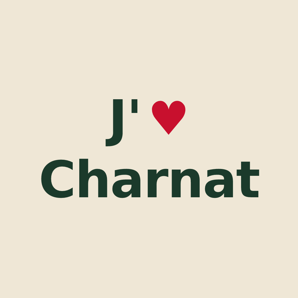 Tote bag personnalisé Charnat — design J'aime Charnat