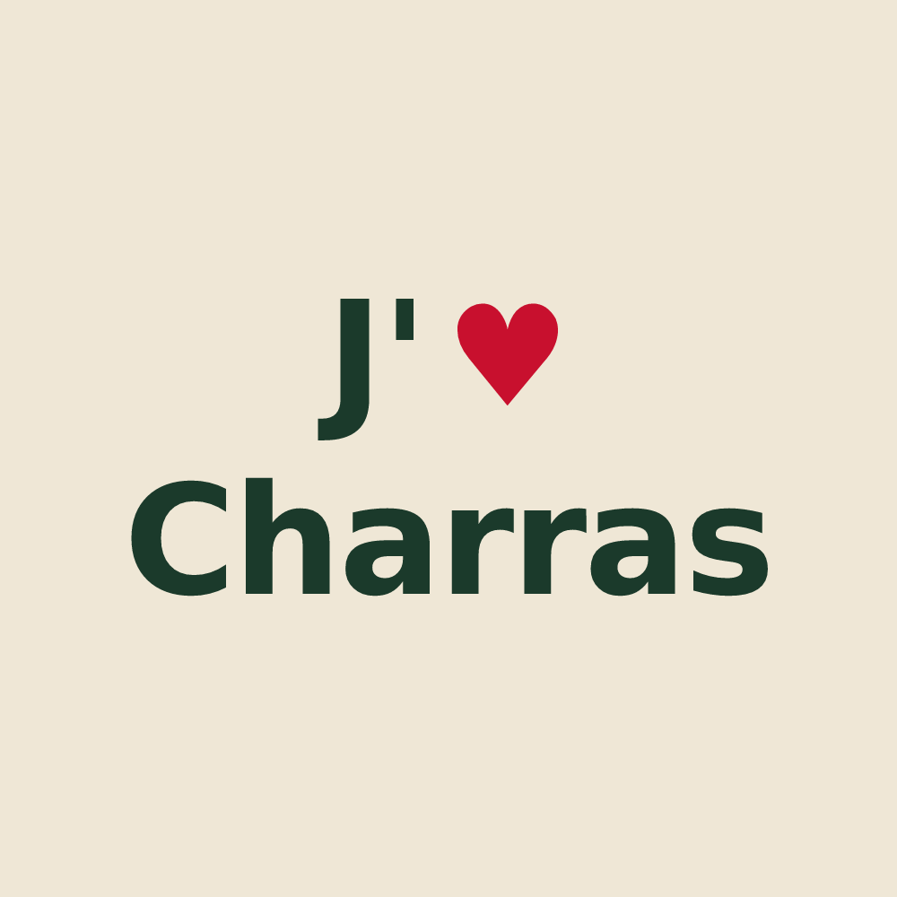 Tote bag personnalisé Charras — design J'aime Charras