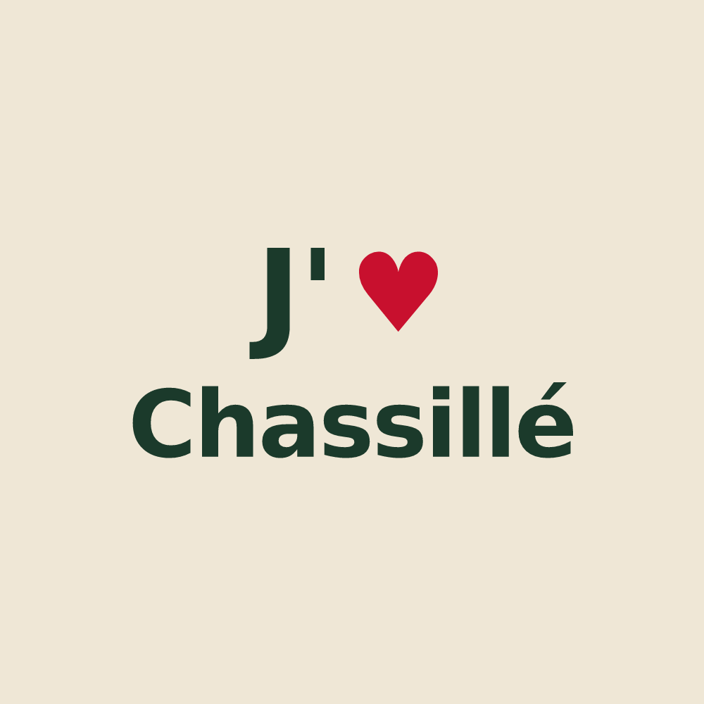 Tote bag personnalisé Chassillé — design « J'aime Chassillé » imprimé sur le tote bag