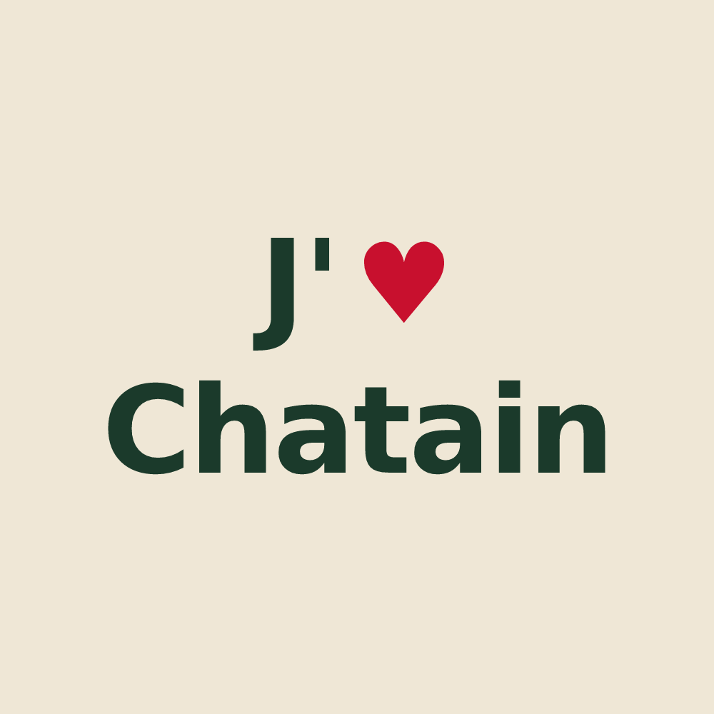 Tote bag personnalisé Chatain — design « J'aime Chatain » imprimé sur le tote bag